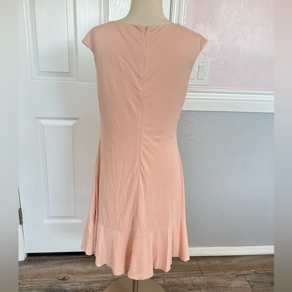Ralph Lauren Black Label  Pink Dress with Gold Shoulder Accent Ruffled size 10 - Picture 7 of 13